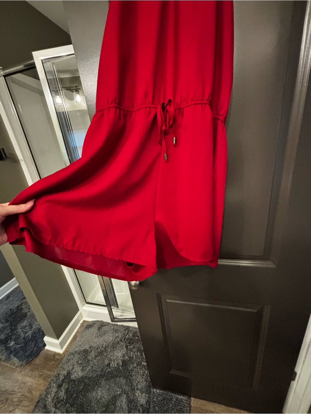 Red Halter Drawstring Dress - Picture 3 of 4